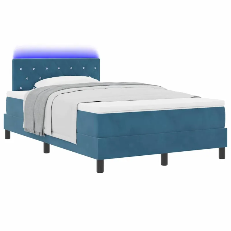 LED Čiužinio Lova su LED Tamsiai mėlyna 120 x 190 cm Aksomas