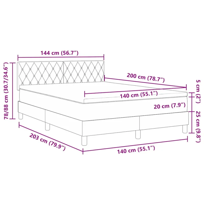 LED Čiužinio Lova su LED Tamsiai mėlyna 140 x 200 cm Aksomas