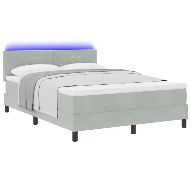 LED Čiužinio Lova su LED Šviesiai pilka 160 x 200 cm Aksomas