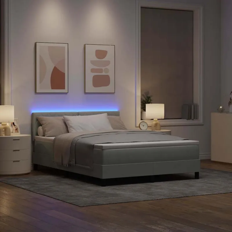 LED Čiužinio Lova su LED Šviesiai pilka 160 x 200 cm Aksomas