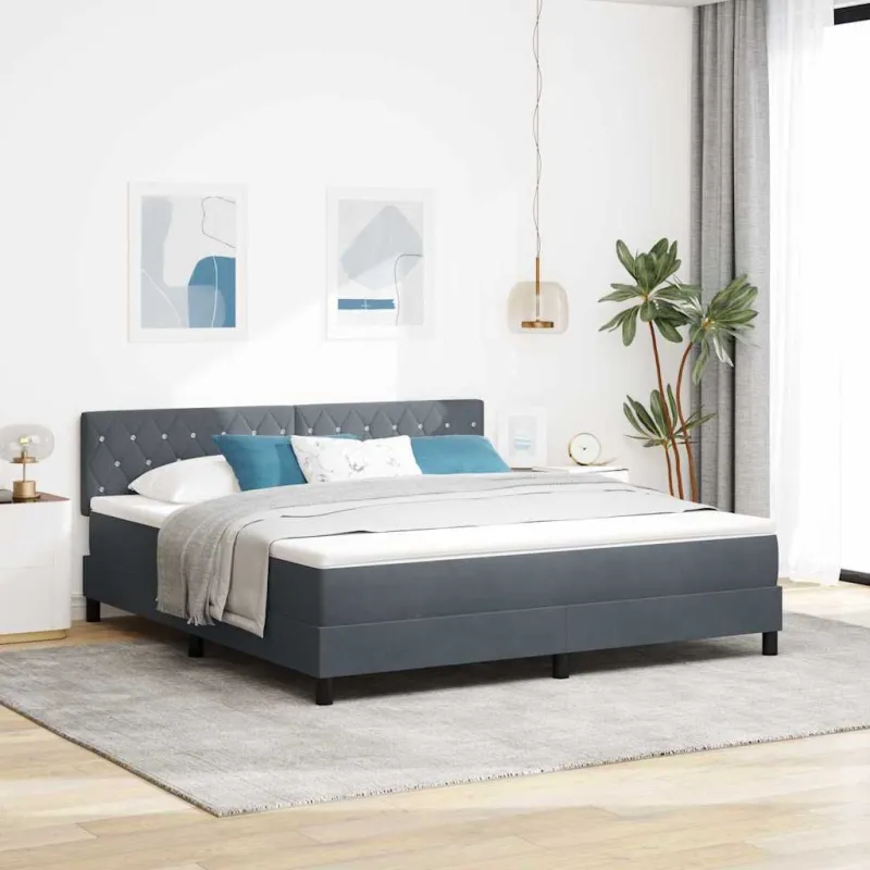 LED Čiužinio Lova su LED Tamsiai pilka 180 x 200 cm Aksomas