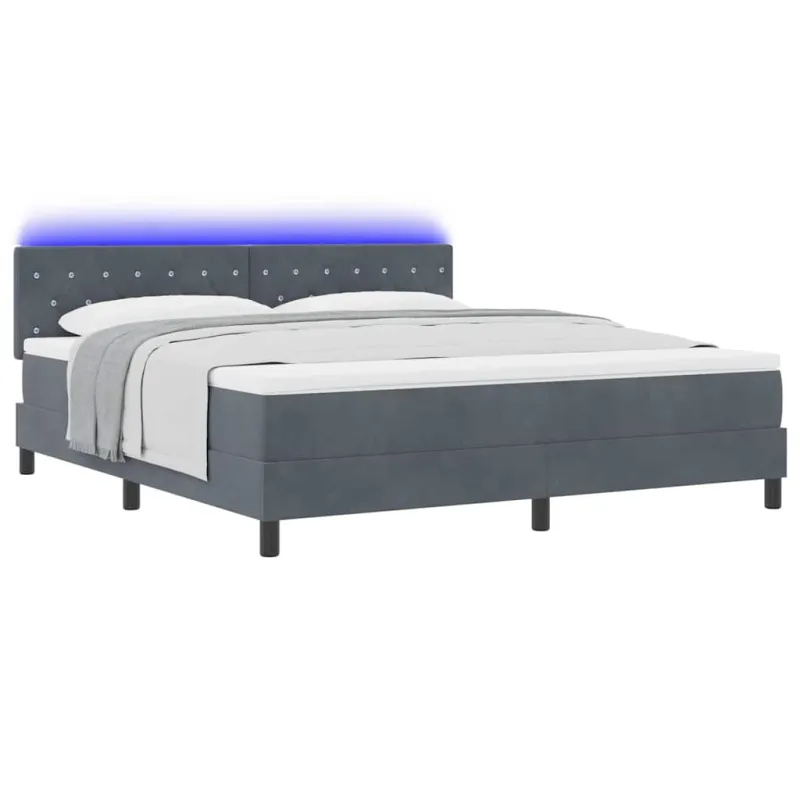 LED Čiužinio Lova su LED Tamsiai pilka 180 x 200 cm Aksomas