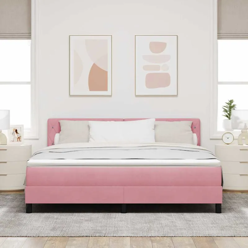 LED Čiužinio Lova su čiužiniu Rožinė 180 x 200 cm Aksomas