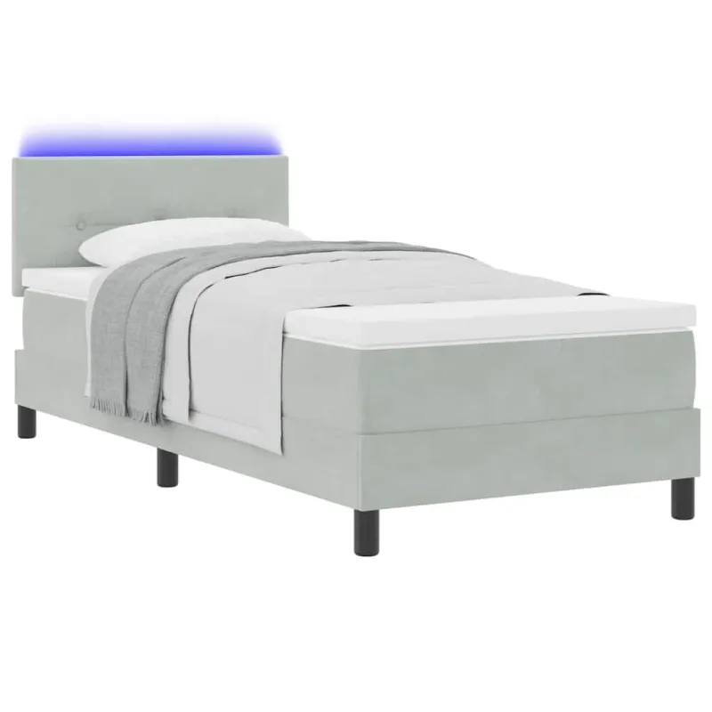LED Čiužinio Lova su LED Šviesiai pilka 90 x 200 cm Aksomas