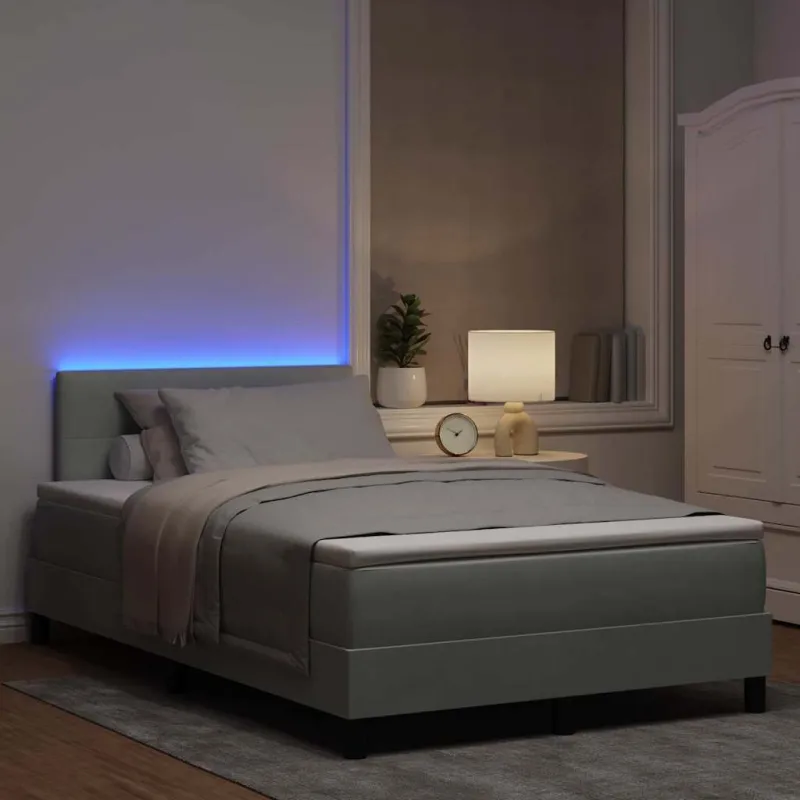 LED Čiužinio Lova su LED Šviesiai pilka 120 x 190 cm Aksomas