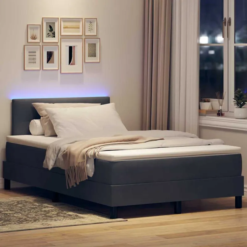 LED Čiužinio Lova su LED Tamsiai pilka 120 x 200 cm Aksomas