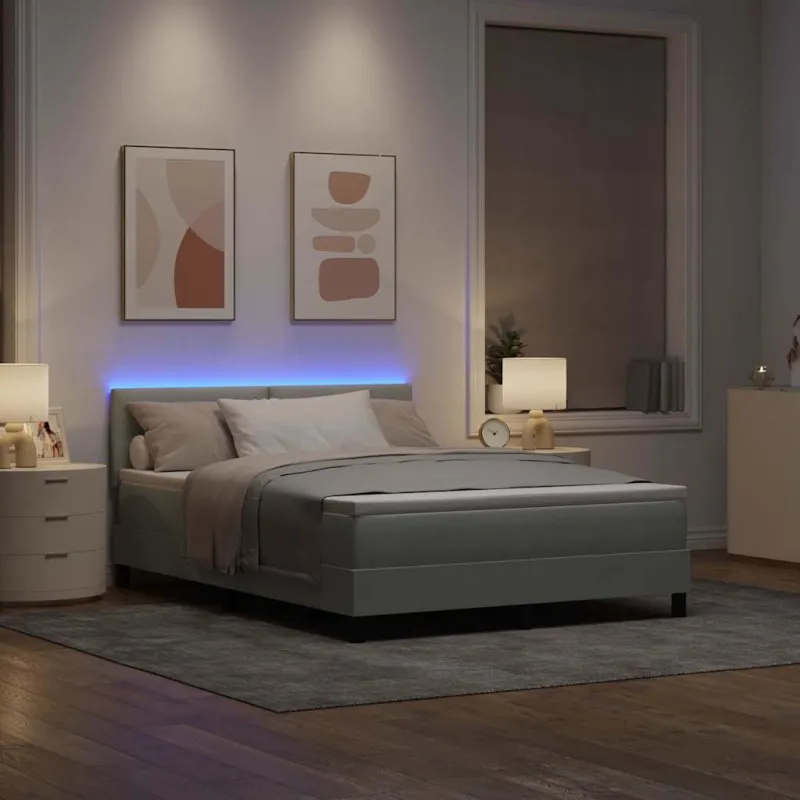 LED Čiužinio Lova su LED Šviesiai pilka 140 x 190 cm Aksomas