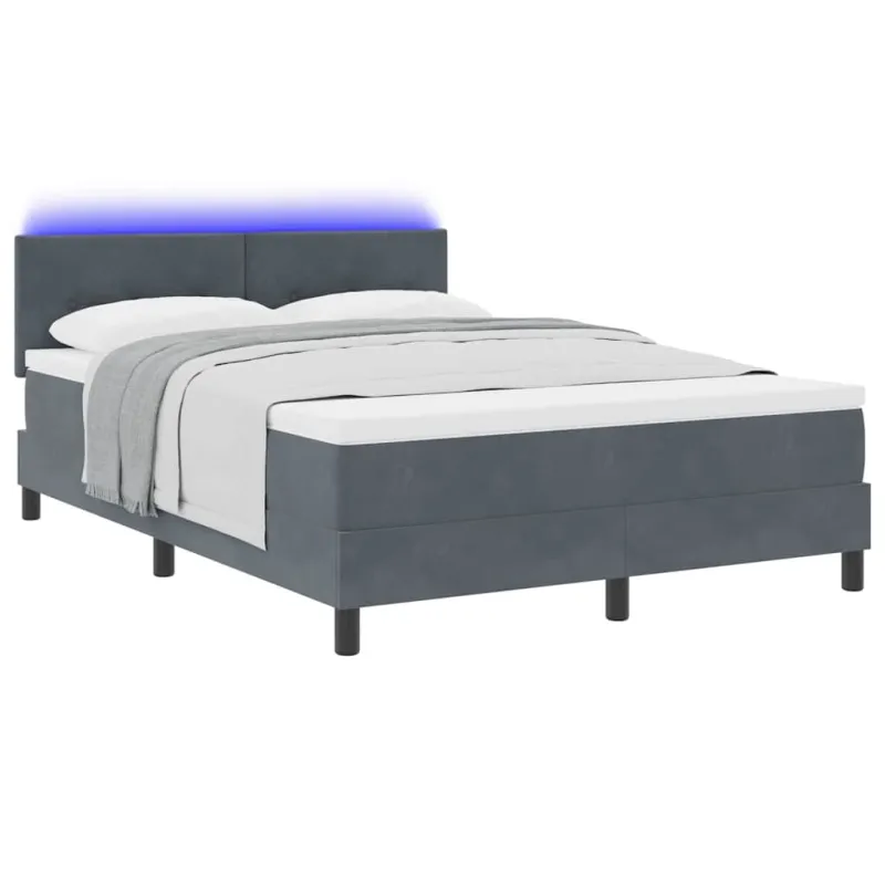 LED Čiužinio Lova su LED Tamsiai pilka 140 x 200 cm Aksomas