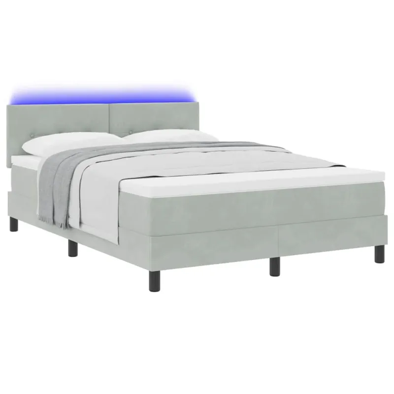 LED Čiužinio Lova su LED Šviesiai pilka 160 x 200 cm Aksomas