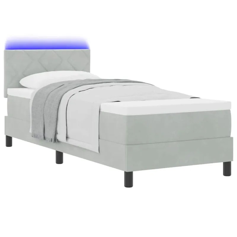 LED Čiužinio Lova su LED Šviesiai pilka 80 x 200 cm Aksomas