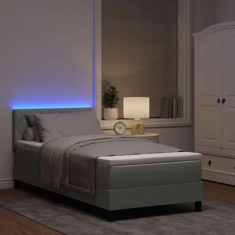 LED Čiužinio Lova su LED Šviesiai pilka 100 x 200 cm Aksomas
