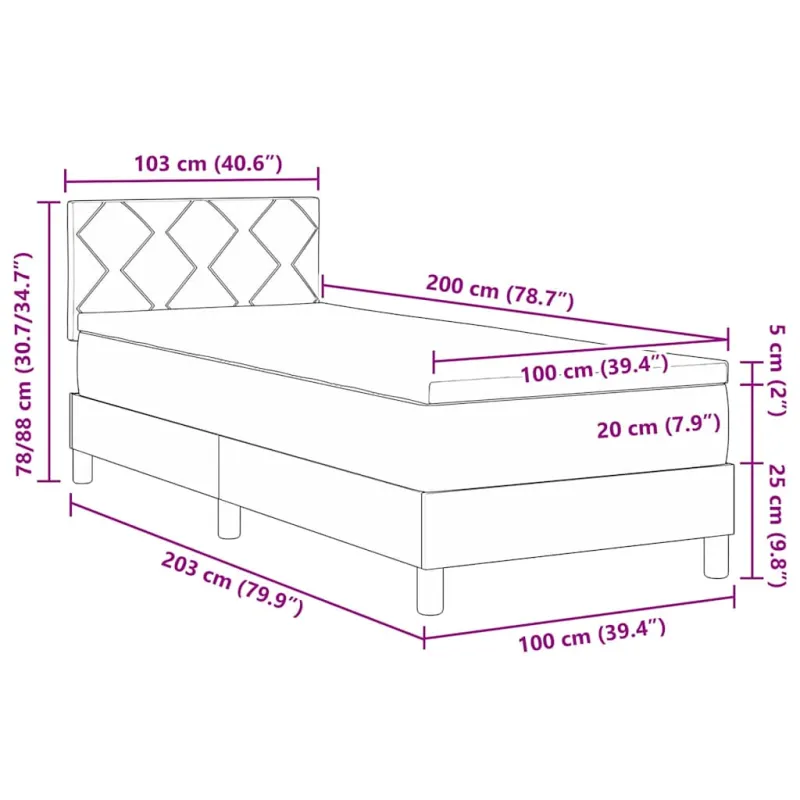 LED Čiužinio Lova su LED Šviesiai pilka 100 x 200 cm Aksomas