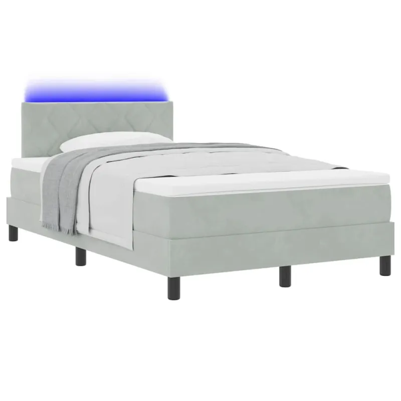 LED Čiužinio Lova su LED Šviesiai pilka 120 x 190 cm Aksomas