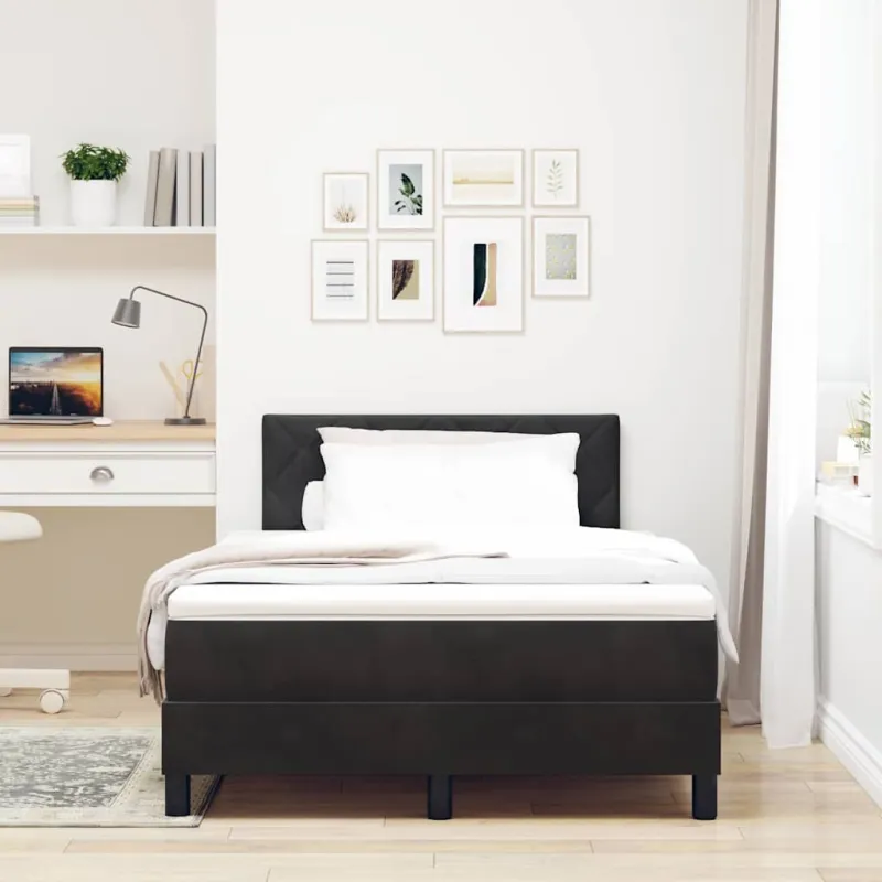 LED Čiužinio Lova su čiužiniu su LED Juoda 120 x 190 cm Aksomas