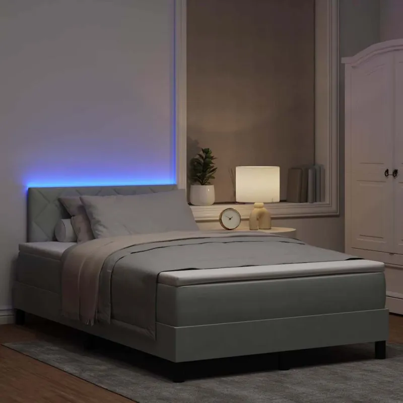 LED Čiužinio Lova su LED Šviesiai pilka 120 x 200 cm Aksomas