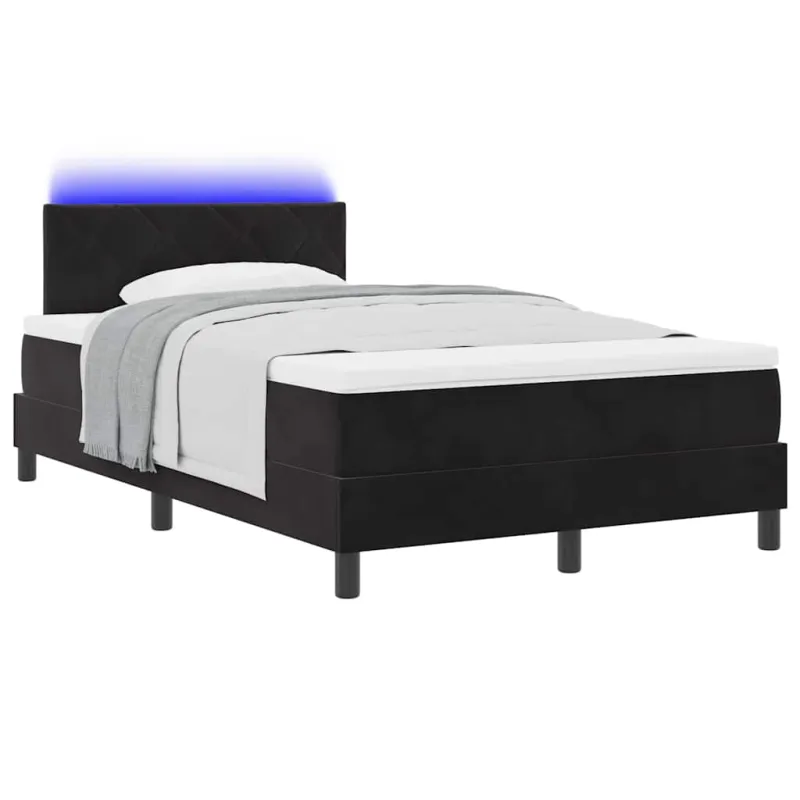 LED Čiužinio Lova su čiužiniu su LED Juoda 120 x 200 cm Aksomas