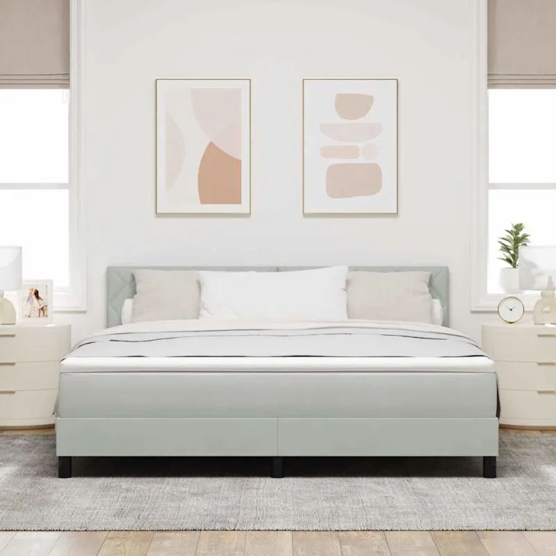 LED Čiužinio Lova su LED Šviesiai pilka 180 x 200 cm Aksomas