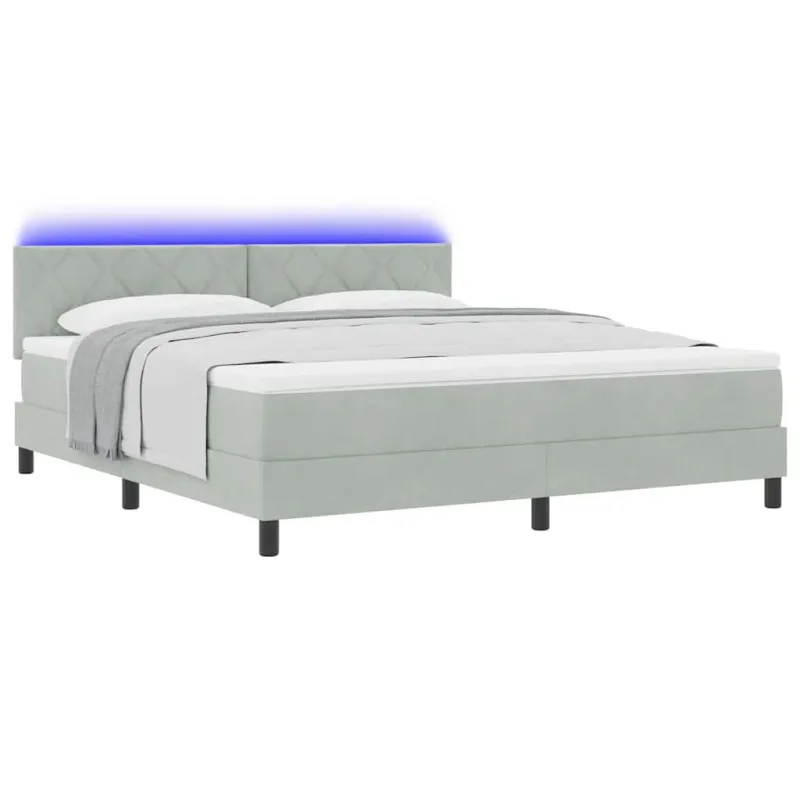 LED Čiužinio Lova su LED Šviesiai pilka 180 x 200 cm Aksomas