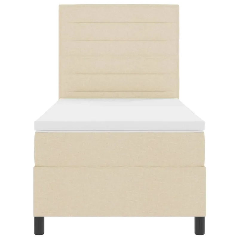 Kiemas lova su čiužiniu su LED Kreminė 90 x 190 cm audinys