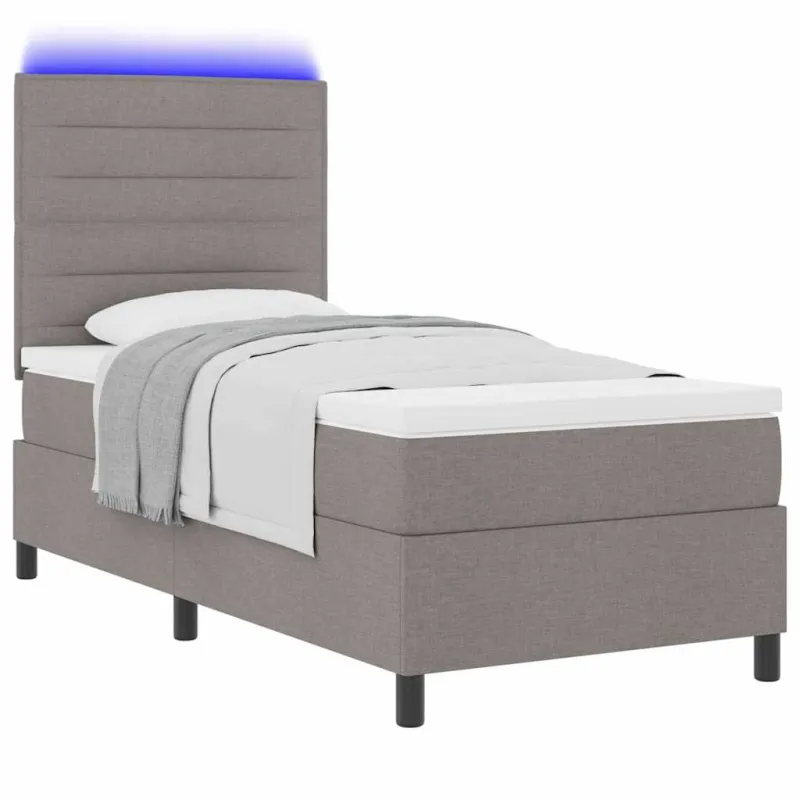 Kiemas lova su čiužiniu su LED Taupe 100 x 200 cm audinys