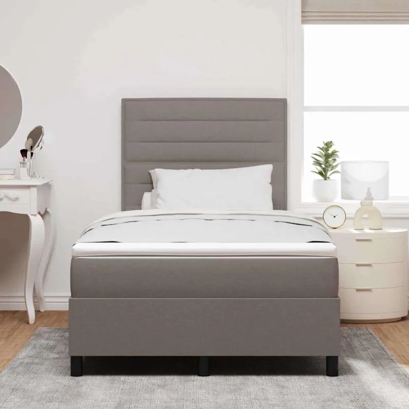 Kiemas lova su čiužiniu su LED Taupe 120 x 190 cm audinys