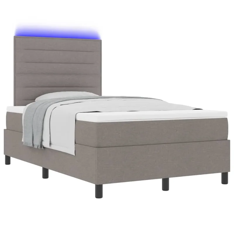 Kiemas lova su čiužiniu su LED Taupe 120 x 200 cm audinys