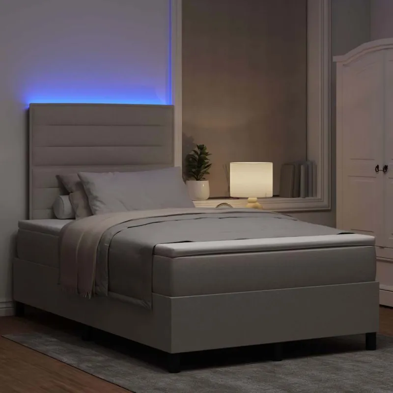 Kiemas lova su čiužiniu su LED Taupe 120 x 200 cm audinys