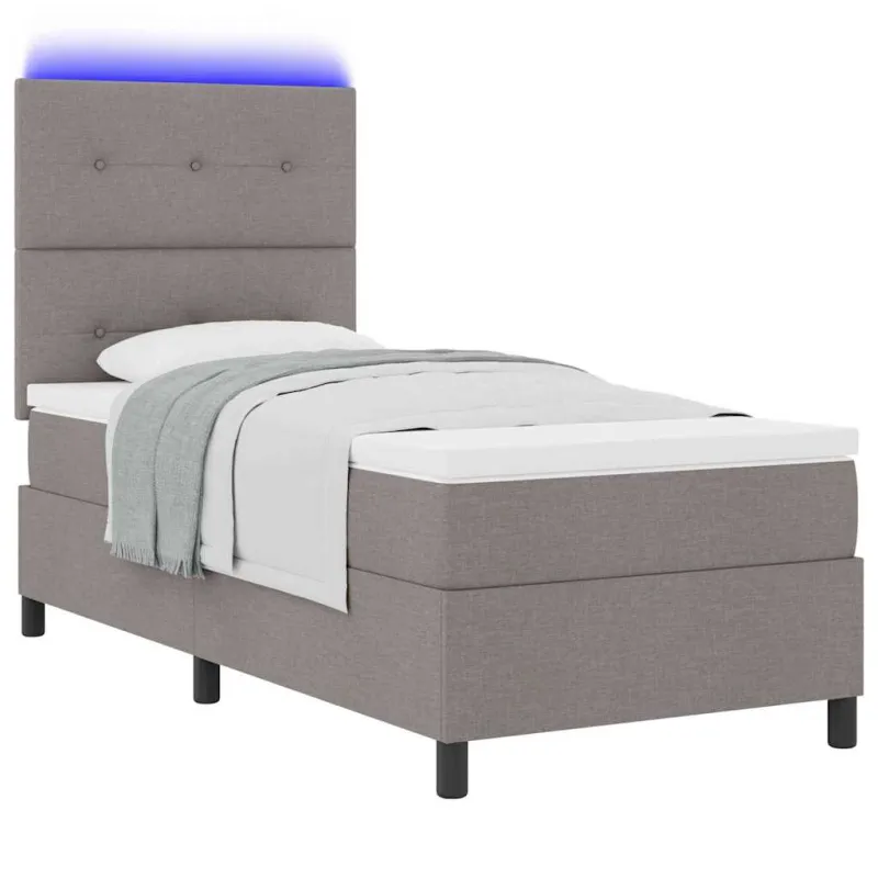 Kiemas lova su čiužiniu su LED Taupe 90 x 200 cm audinys