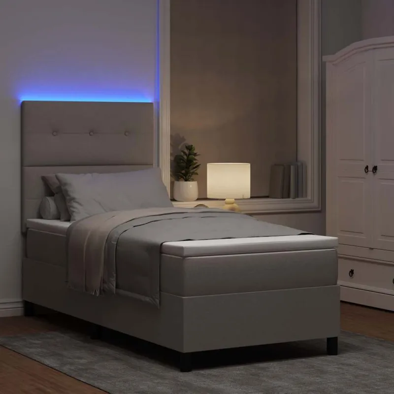 Kiemas lova su čiužiniu su LED Taupe 100 x 200 cm audinys