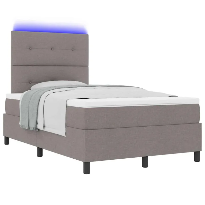 Kiemas lova su čiužiniu su LED Taupe 120 x 200 cm audinys