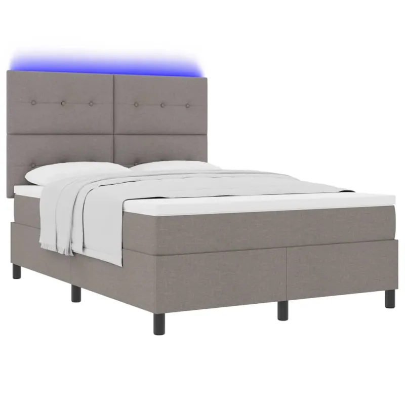 Kiemas lova su čiužiniu su LED Taupe 140 x 190 cm audinys