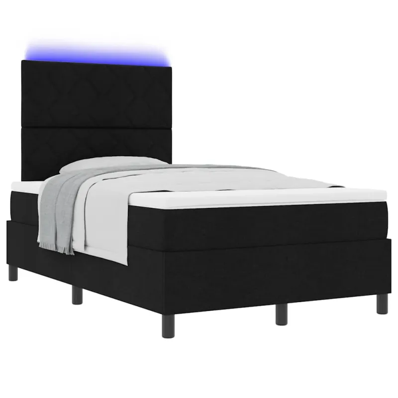 Kiemas lova su čiužiniu su LED Juoda 120 x 200 cm audinys