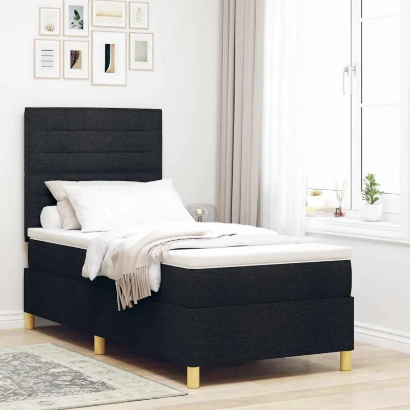 LED Čiužinio Lova su čiužiniu Juoda 80 x 200 cm audinys