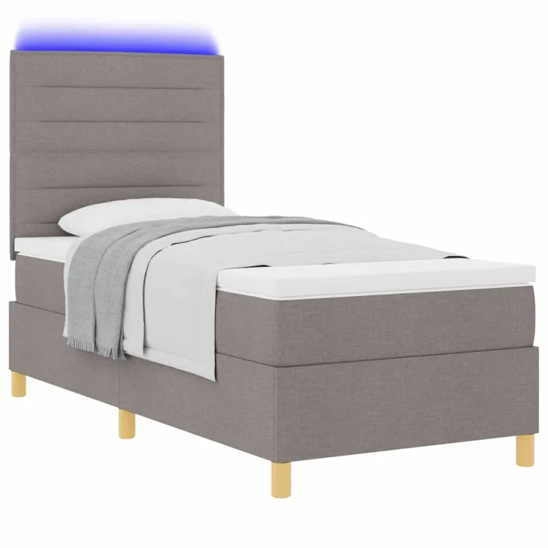 LED Čiužinio Lova su čiužiniu Taupe 90 x 190 cm audinys