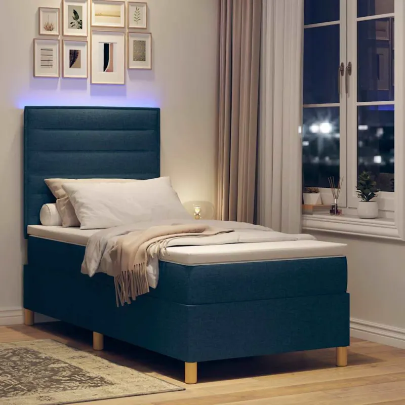 LED Čiužinio Lova su čiužiniu Mėlyna 90 x 190 cm audinys