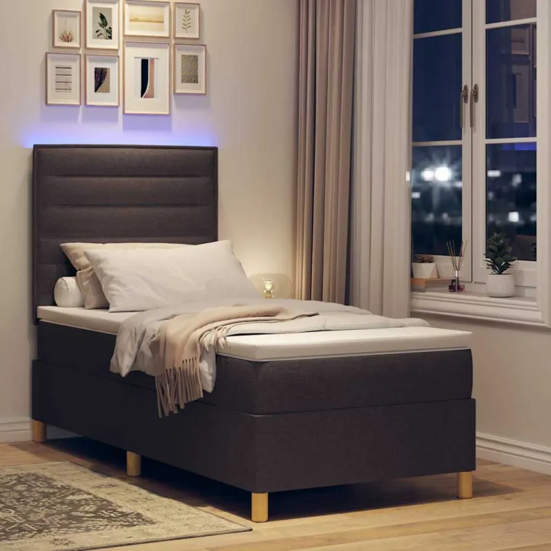 LED Čiužinio Lova su čiužiniu Tamsiai rudas 90 x 200 cm audinys