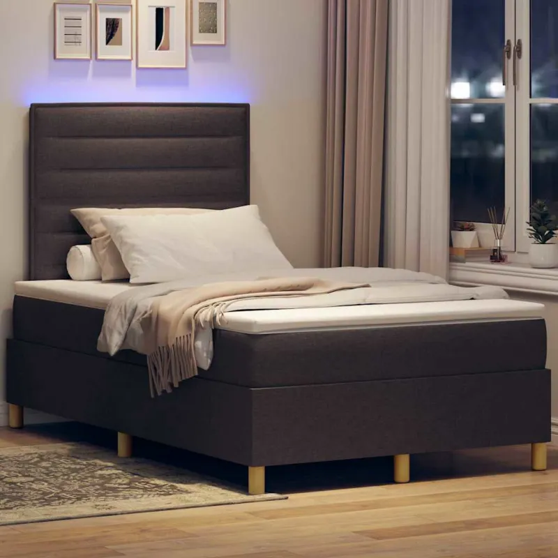 LED Čiužinio Lova Tamsiai rudas 120 x 200 cm audinys