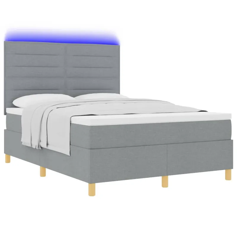 LED Čiužinio Lova Šviesiai pilka 140 x 190 cm audinys
