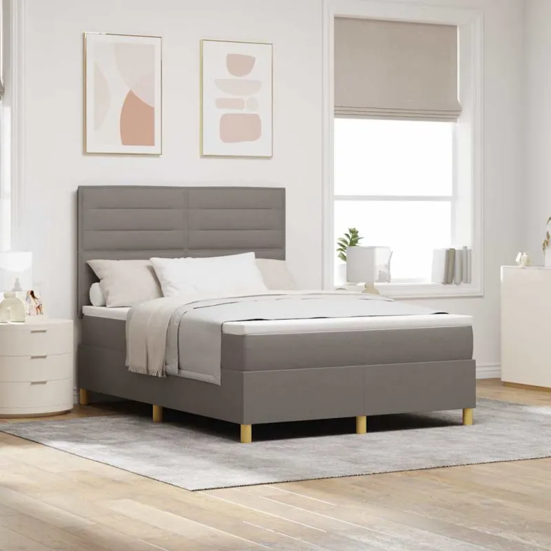 LED Čiužinio Lova su čiužiniu Taupe 140 x 190 cm audinys