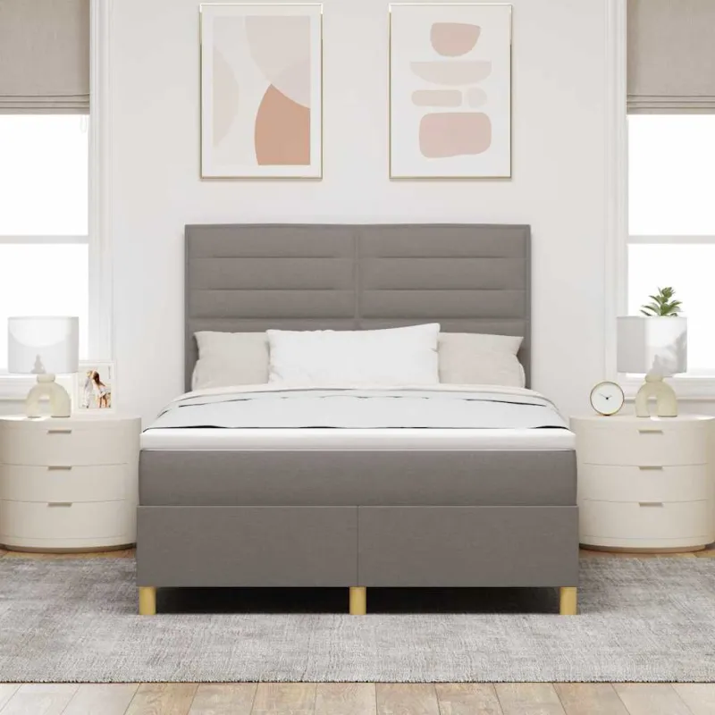 LED Čiužinio Lova su čiužiniu Taupe 140 x 190 cm audinys