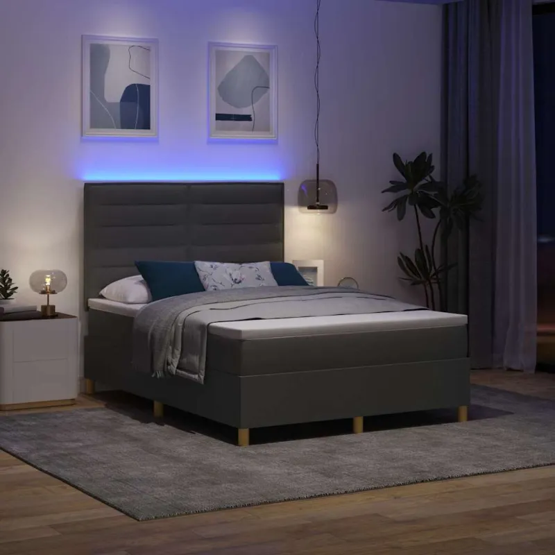 LED Čiužinio Lova Tamsiai pilka 140 x 200 cm audinys