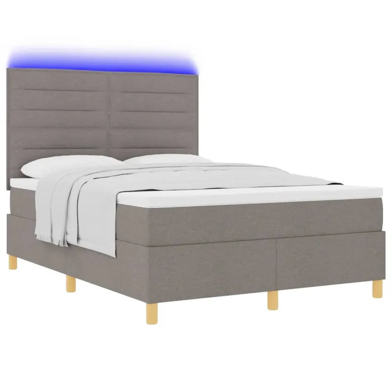 LED Čiužinio Lova su čiužiniu Taupe 140 x 200 cm audinys