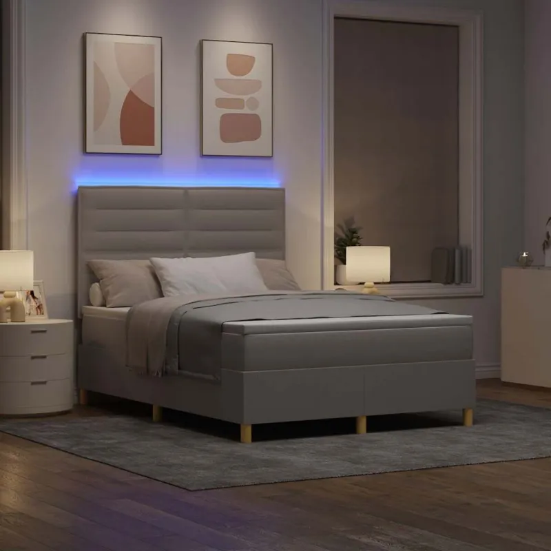 LED Čiužinio Lova su čiužiniu Taupe 140 x 200 cm audinys