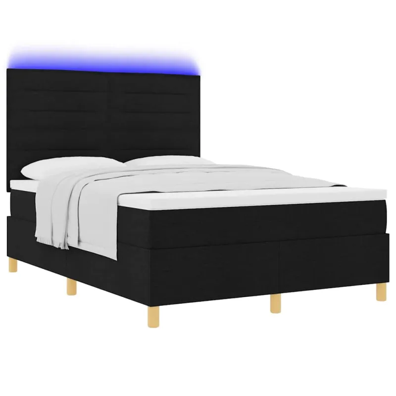 LED Čiužinio Lova su čiužiniu Juoda 160 x 200 cm audinys