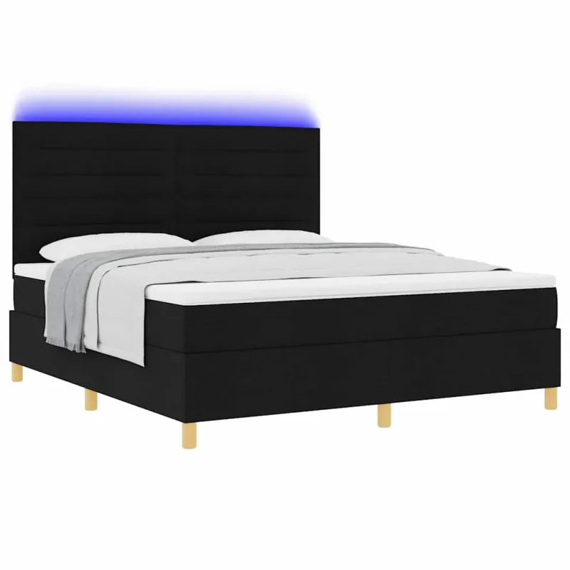 LED Čiužinio Lova su čiužiniu Juoda 180 x 200 cm audinys