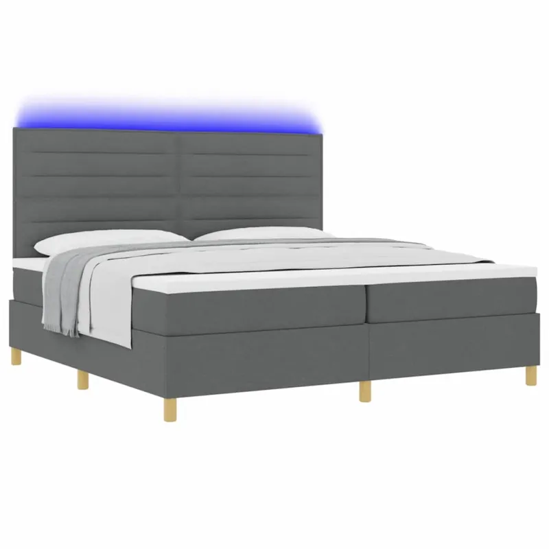 LED Čiužinio Lova Tamsiai pilka 200 x 200 cm audinys