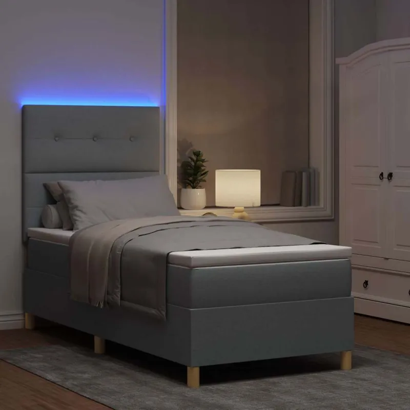 LED Čiužinio Lova Šviesiai pilka 80 x 200 cm audinys