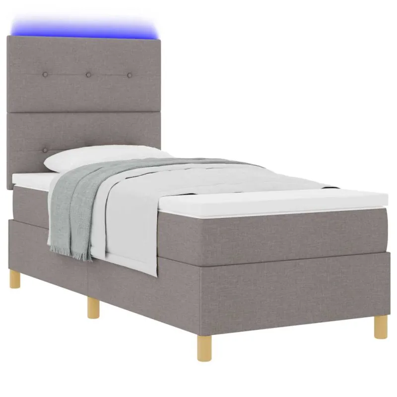 LED Čiužinio Lova su čiužiniu Taupe 90 x 190 cm audinys