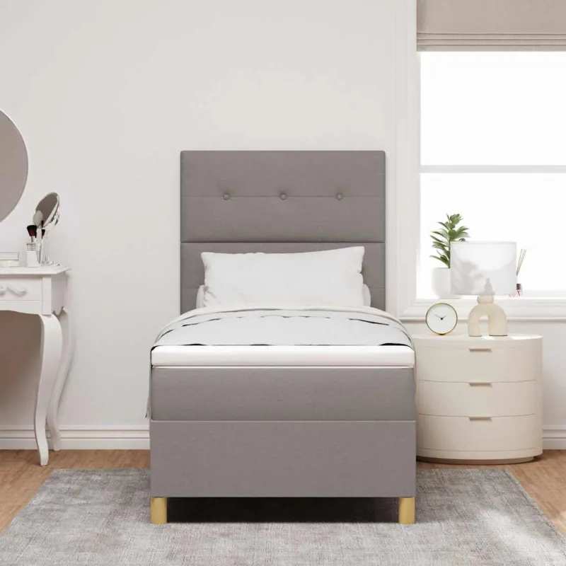 LED Čiužinio Lova su čiužiniu Taupe 90 x 200 cm audinys