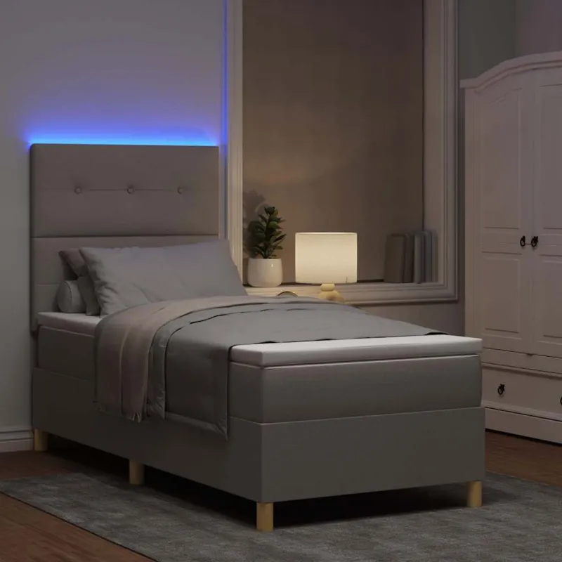 LED Čiužinio Lova su čiužiniu Taupe 100 x 200 cm audinys